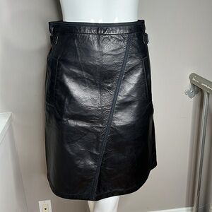 Tomas Maier Sz 0 Black Leather Midi Skirt New with Tags